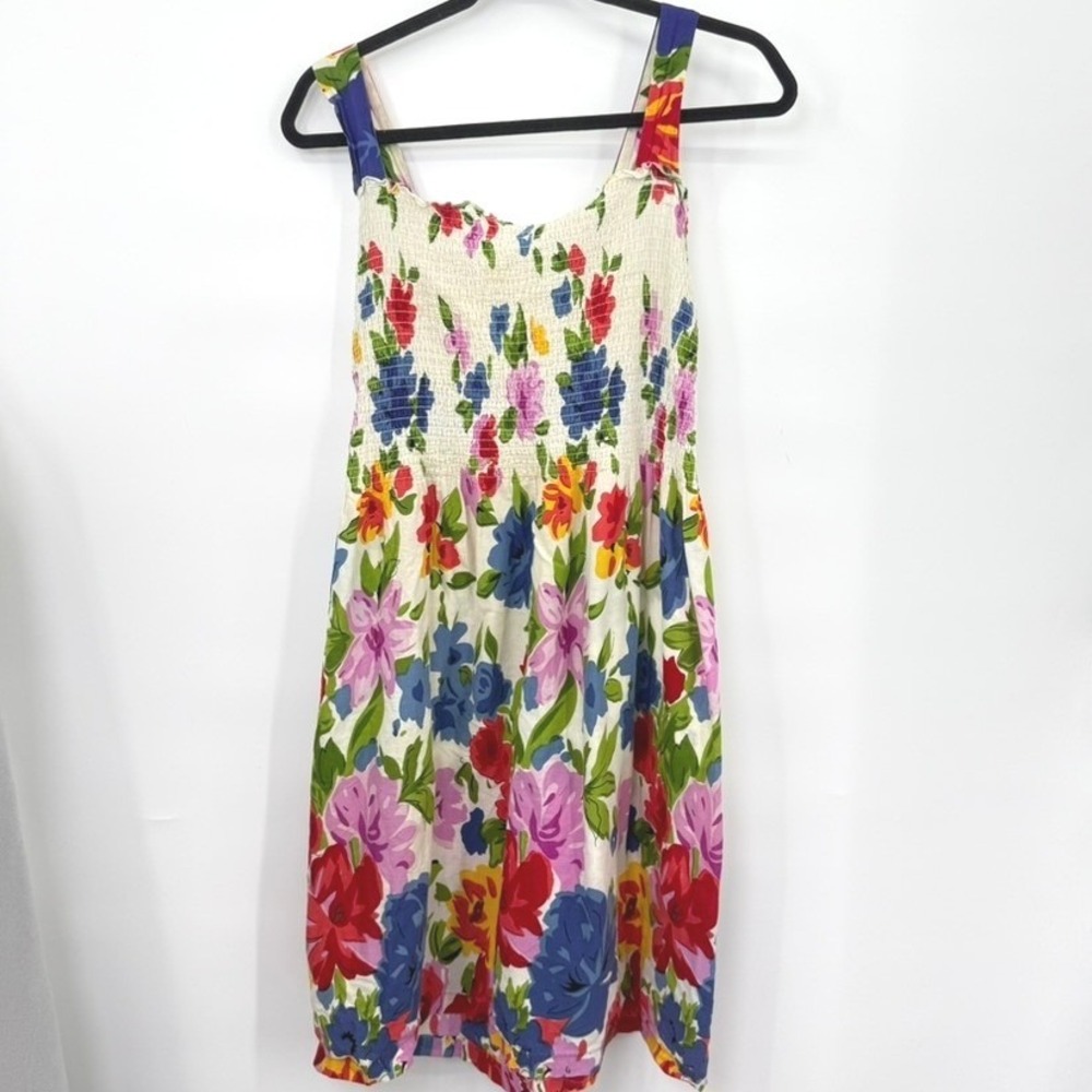 Handmade Floral Dress Women S Cotton Smocked Resort Tropical Cottagecore